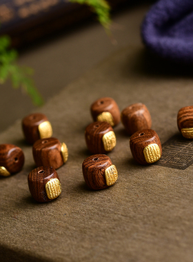 金丝楠五条经文桶珠 DIY佛珠文玩手串项链 约10.3*9.7mm CF490