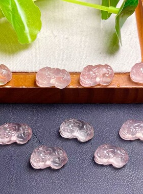 天然粉晶貔貅通孔配件 规格18mm左右 diy手工串珠项链手链 ZW736