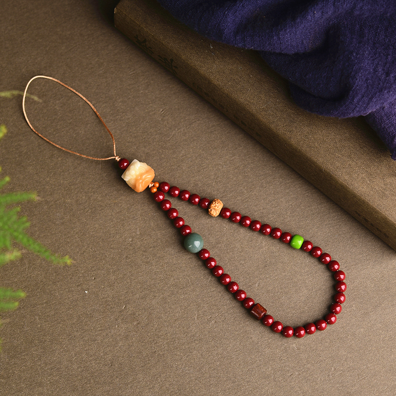 朱砂菩提根醒狮手机挂链