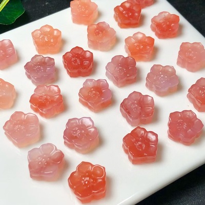 天然盐源玛瑙樱花通孔配件 规格13mm diy手串项链 ZW776