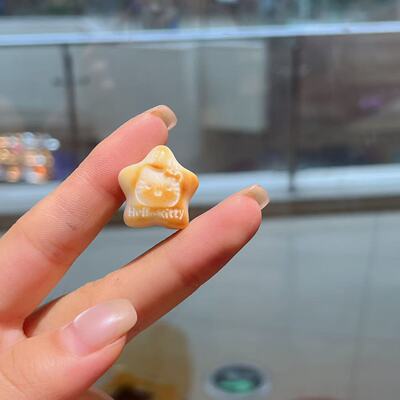 象牙果kitty猫五角星通孔配件 diy串珠文玩佛珠手串项链 TY576