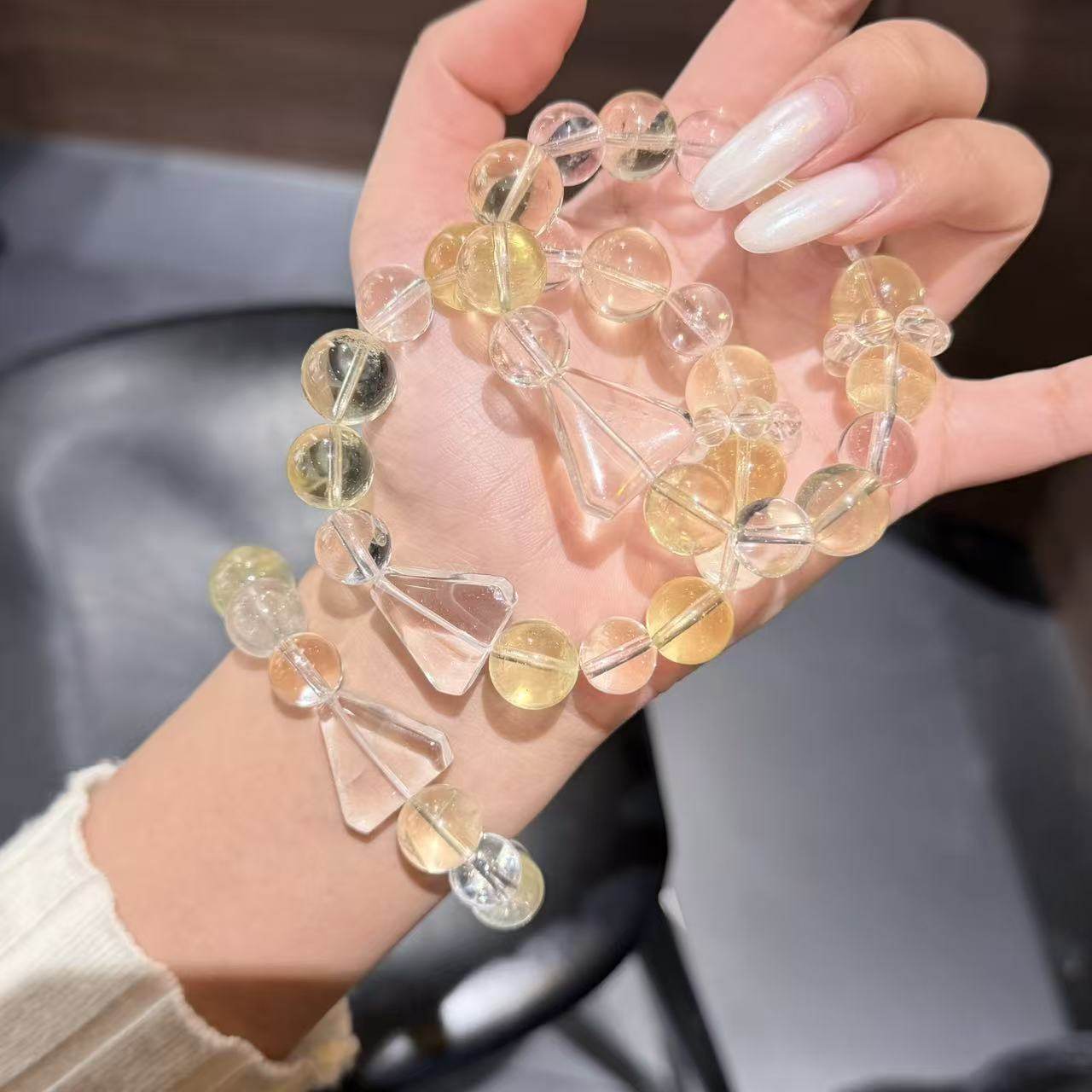 天然黄水晶搭配白水晶三角手链手串 时尚饰品礼物 LH774,饰品/流行首饰/时尚饰品新,手饰/手串,淘宝优惠券,粉丝福利购,淘宝优惠卷