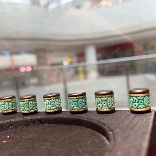 精工黑檀木镶嵌菱镁矿 招财进宝桶珠 DIY文玩佛珠手串项链 TY2103