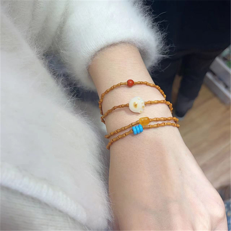 天然橄榄核竹节多圈手链项链搭配菩提 蜜蜡等配饰 TY295