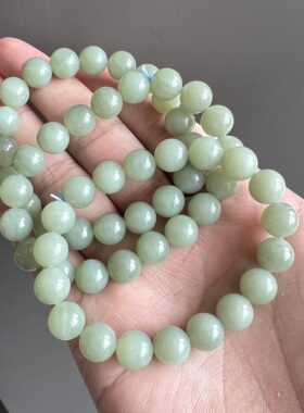 天然新疆且末蓝和田玉圆珠手串 约10mm 玉石单圈手链饰品 T109
