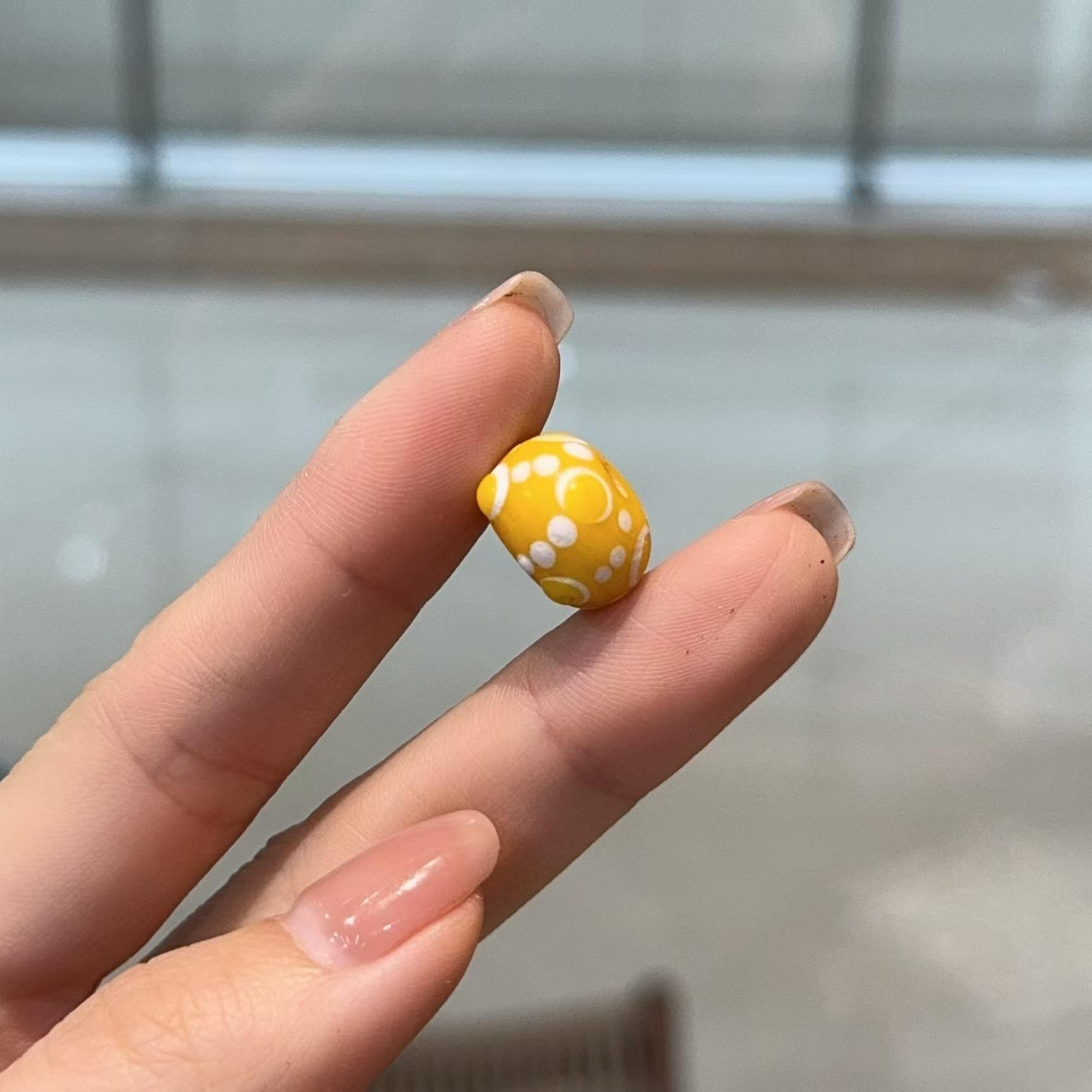 尼泊尔彩绘老琉璃蜻蜓眼桶珠 DIY文玩佛珠手串项链编绳 DM656