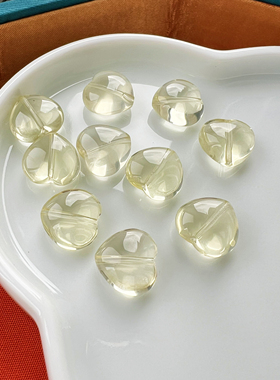 天然黄水晶爱心竖孔配件 柠檬黄 14*13*7mm diy手串项链 ZW862