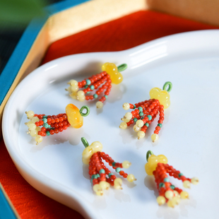 天然蜜蜡桂花南红绿松石万能扣小滴溜流苏 LH728 diy手工手串项链