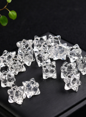 天然白水晶方块X形通孔通孔配件 DIY手串项链  ZW217