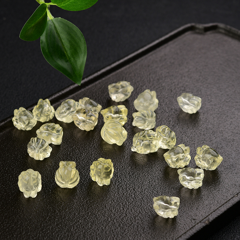 天然黄水晶凤九九尾狐通孔配件 小狐狸 DIY项链手串 ZM53