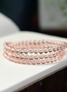 天然白水体草莓晶三圈手链 约5mm 女款饰品礼物 LH475