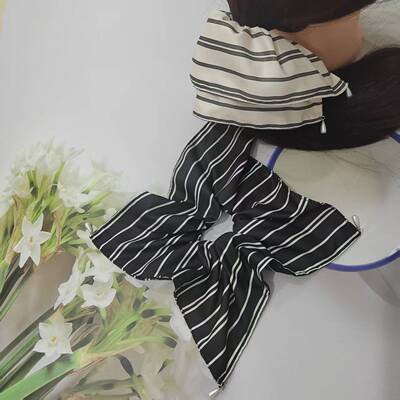 日韩新款复古大肠发圈珍珠吊粒条