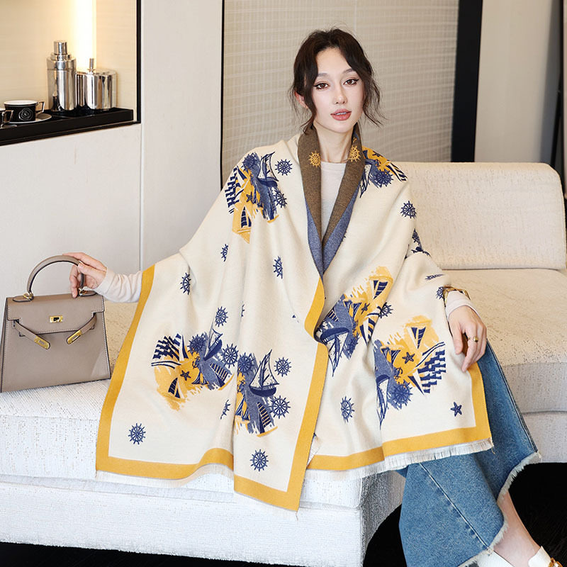 围巾披风2025新款女冬季加厚双面保暖高端妈妈旗袍百搭中国风披肩