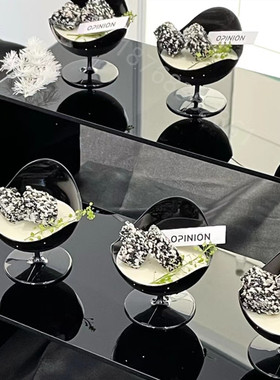 冰淇淋塑料杯高脚蛋糕杯酸奶慕斯杯一次性布丁杯黑色创意甜品杯子