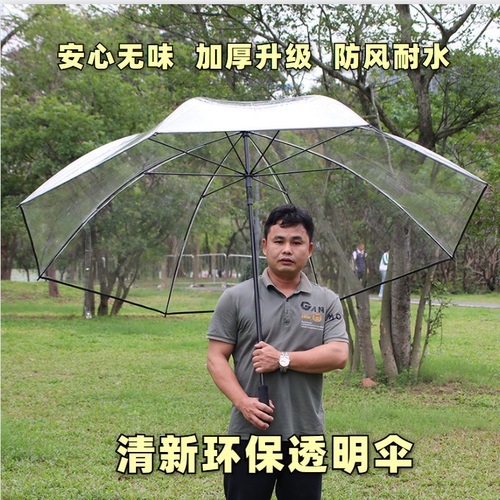 超大长柄透明伞加大加厚加固双人自动防风高颜值高质量小清新雨伞