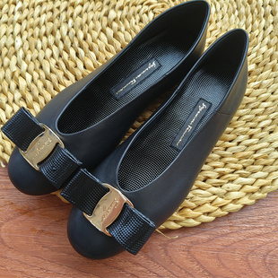 欧美蝴蝶结 软糯通勤日常休闲 全真皮浅口中跟女鞋单鞋 船鞋