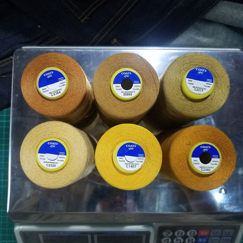 土黄色epic系列604牛仔线粗线202进口coats高士涤纶缝纫线