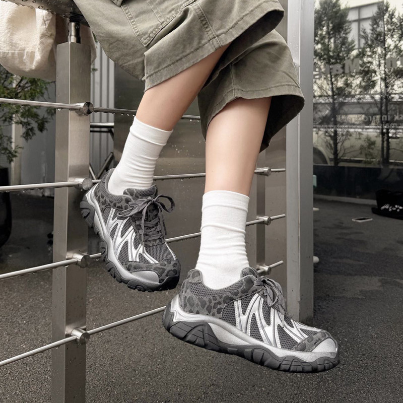 富丽2026秋豹纹厚底老爹鞋女运动休闲鞋户外慢跑鞋厚底女鞋263-36