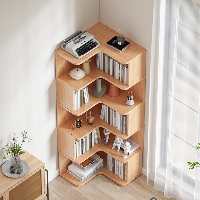 简易书架落地家用转角客厅置物架窄柜多层收纳架储物柜靠墙小书柜