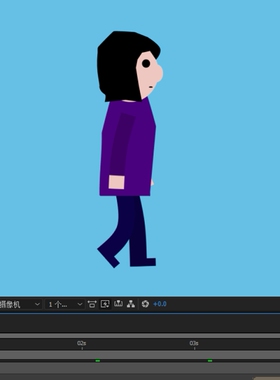 AE人物运动040紫色女人矢量走路6秒AE源文件