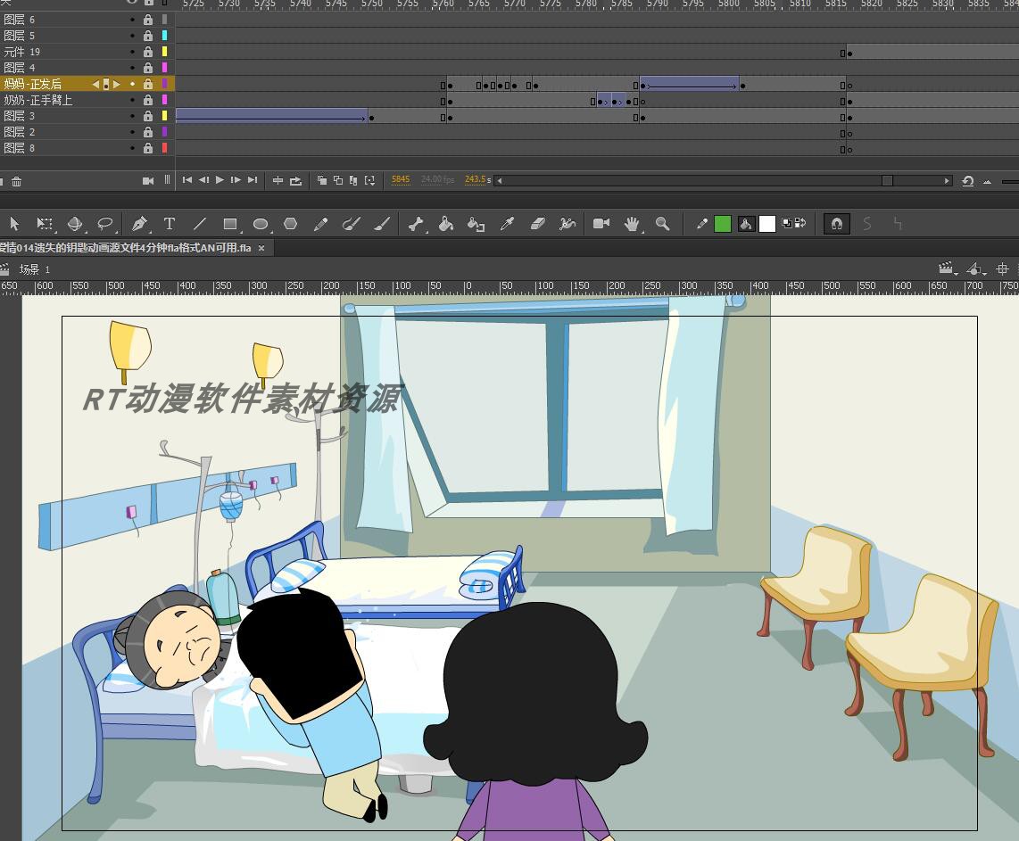 亲情爱情014遗失的钥匙动画源文件4分钟fla格式AN可用