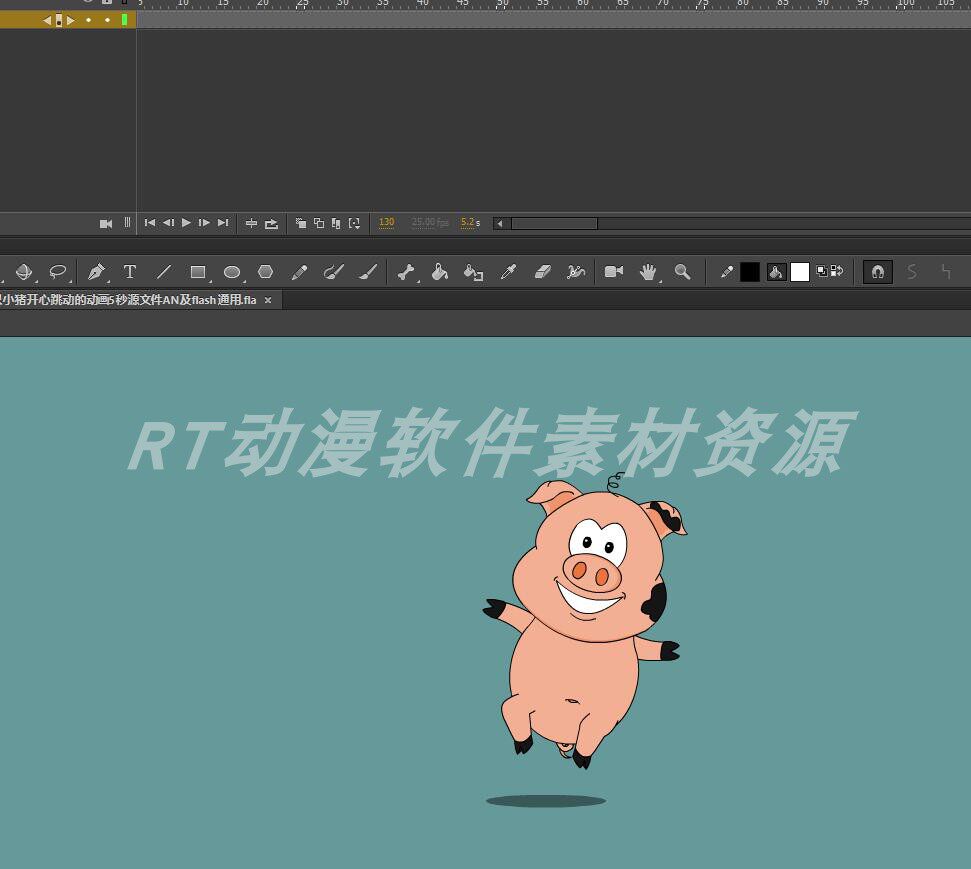动物运动028一只小猪开心跳动的动画5秒源文件an及flash通用