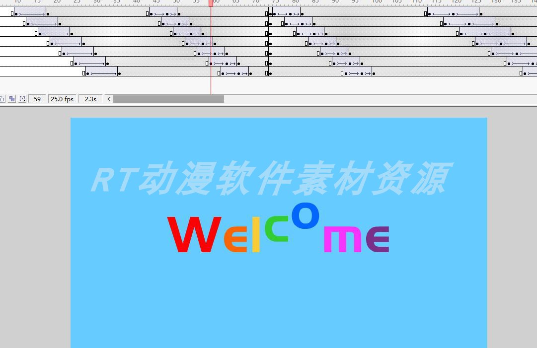 单步动画74欢迎英文动态效果5种动画源文件AN及flash通用