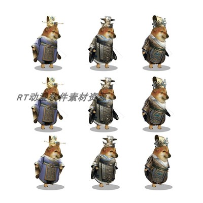 cheems素材002-狗头素材王侯将相3个走路说话fla格式AN可用