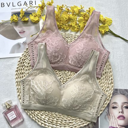 古妃正品蚕丝健康养护内衣女大胸显小薄款无钢圈宽肩带乳胶文胸罩