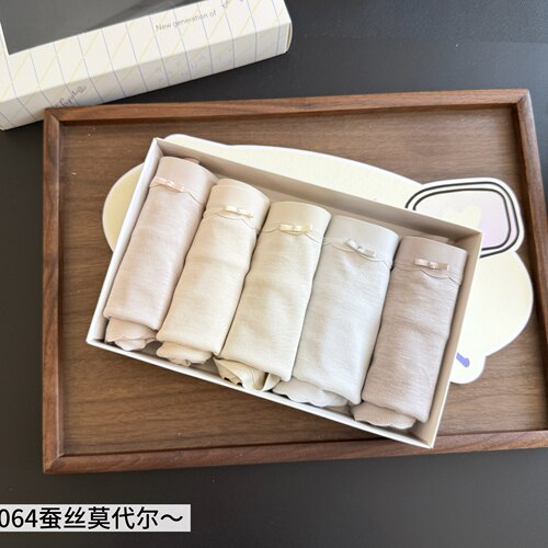 缇娅朵正品爆款5条装蚕丝彩棉莫代尔透气抗菌棉裆中腰女三角内裤