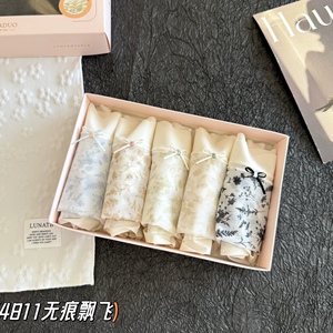 缇娅朵正品5条盒装飘飞轻薄印花蕾丝边抗菌纯棉裆中腰女三角内裤