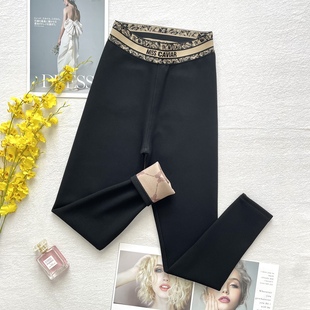 秋冬加绒打底外穿高腰显瘦小脚紧身魔术裤 小黑裤 鱼子酱光暖福蝶裤
