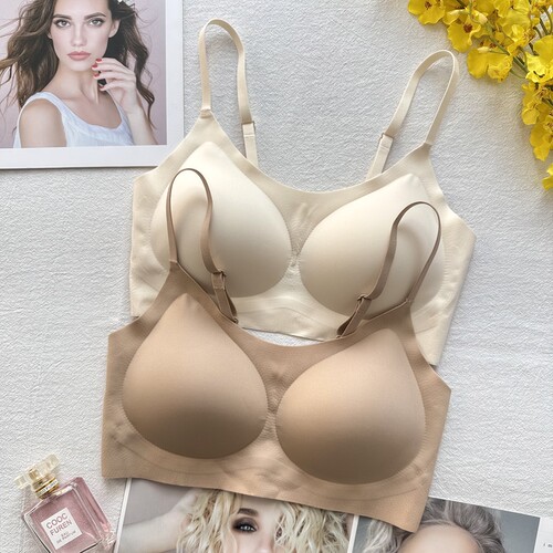 古妃正品桑蚕丝养护内衣女粉底液美背无钢圈透气无痕裸感无扣文胸