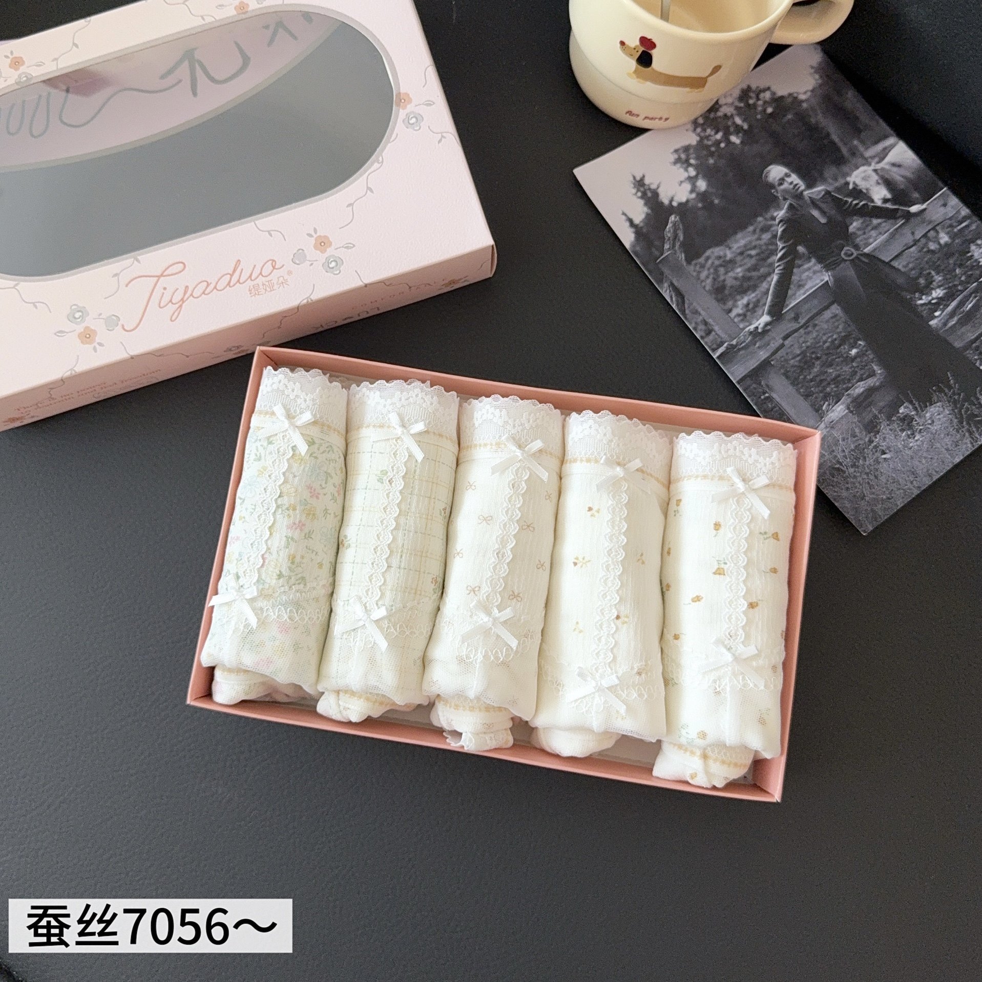 缇娅朵正品5条装桑蚕丝抗菌莫代尔印花中腰内裤少女纯棉裆三角裤