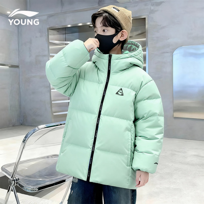 李宁羽绒服男童短款连帽冬装外套