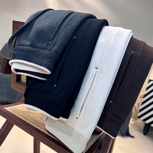 桑蚕丝羊毛裤 加绒烟管裤 高腰法棍裤 小个子九分直筒裤 子 女2024冬款