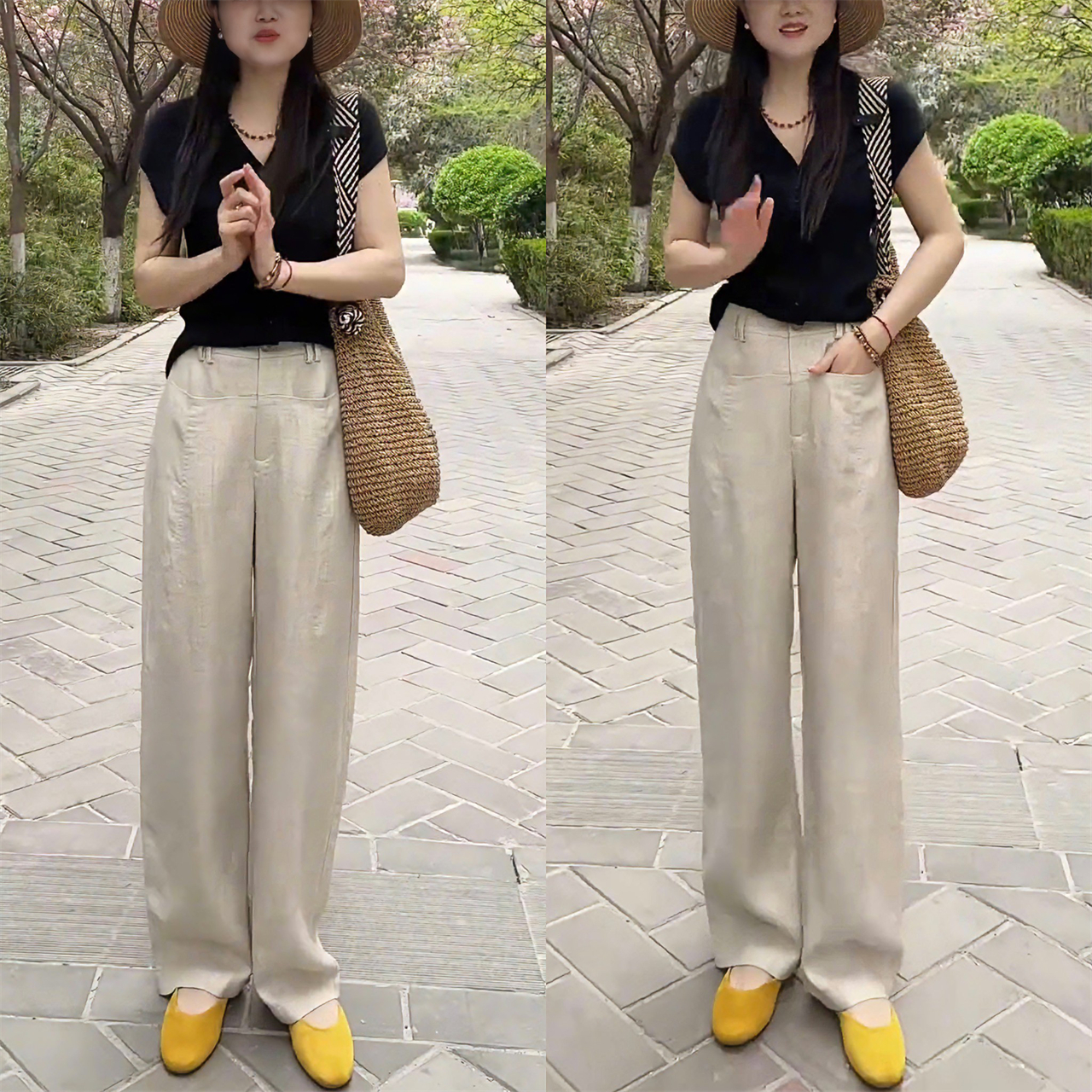 天丝亚麻香蕉裤女2025夏季薄款大码麻料裤高腰垂感宽松弯刀休闲裤