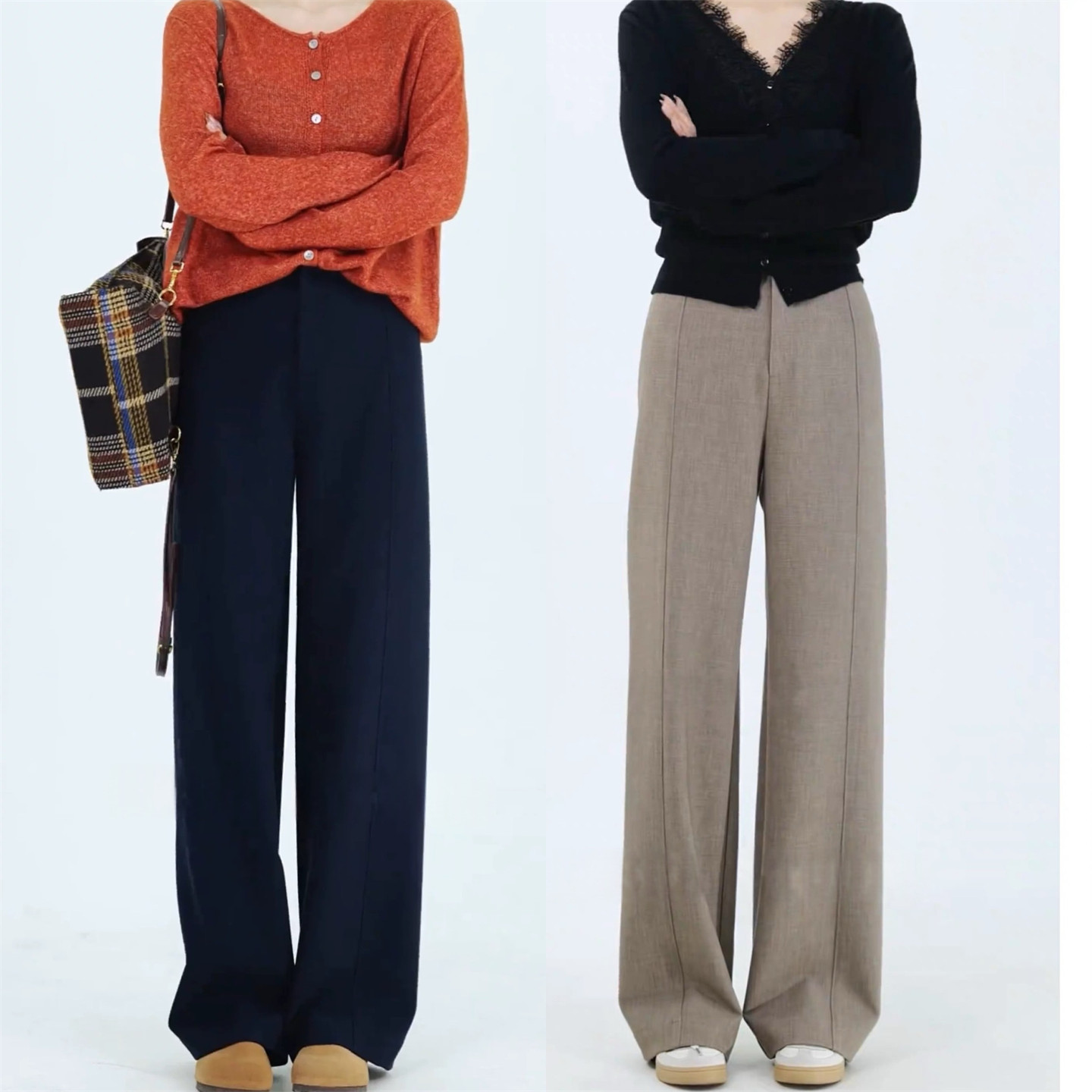 窄版阔腿裤女2026新款垂坠感高级感极简挂腰直筒休闲裤老钱风裤子