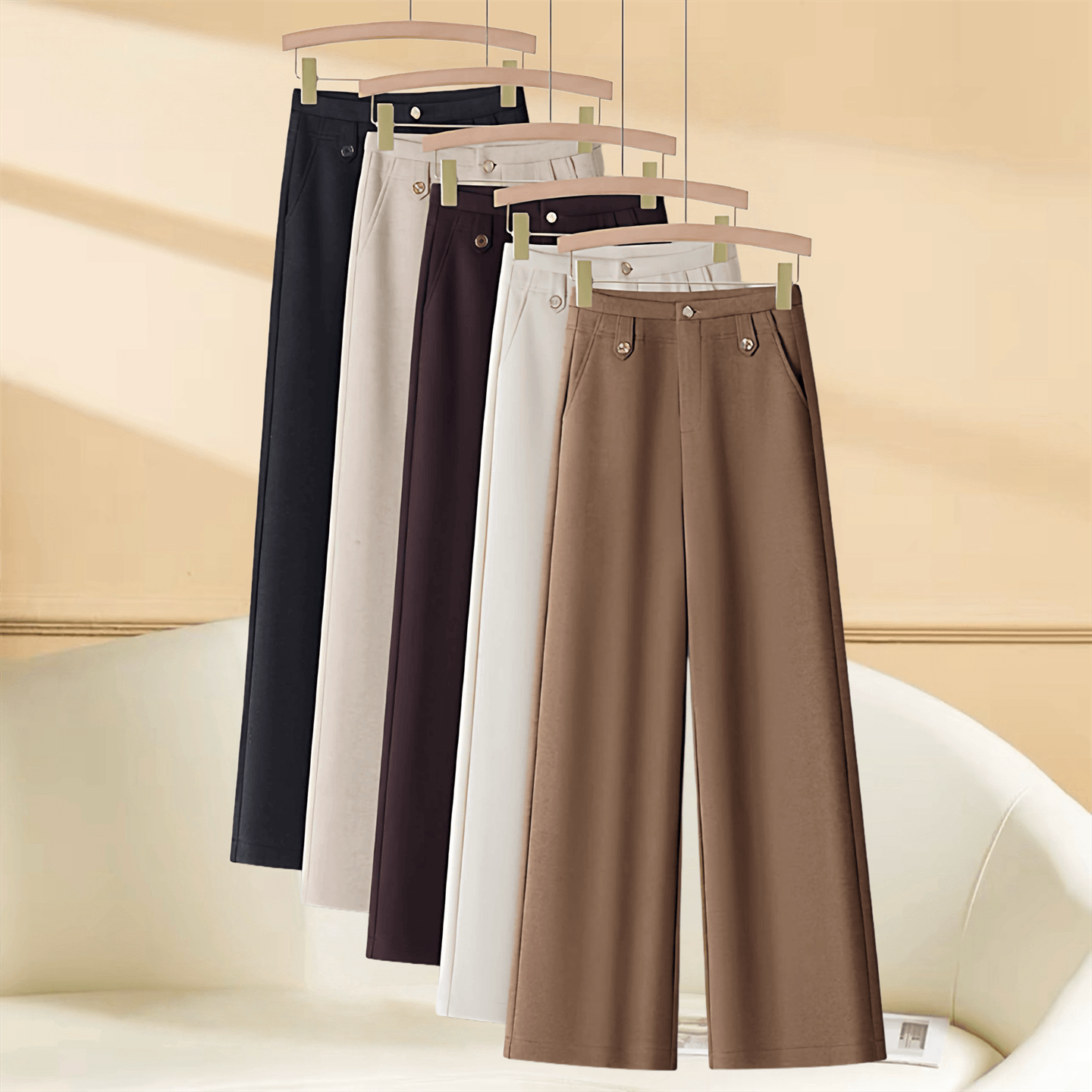 桑蚕丝绵羊毛窄版阔腿裤女2025秋冬气质简约轻奢高腰抗皱直筒女裤