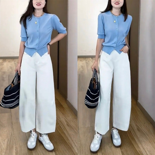 高腰显瘦韩版小个子九分休闲裤