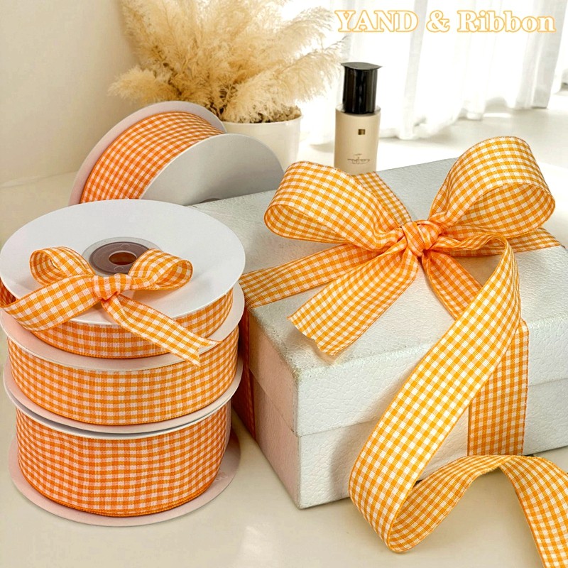 橙色英伦格子缎带手工DIY发饰带鲜花礼品烘焙礼品包装蝴蝶结丝带,居家布艺,丝带/绸带/布带,淘宝优惠券,粉丝福利购,淘宝优惠卷