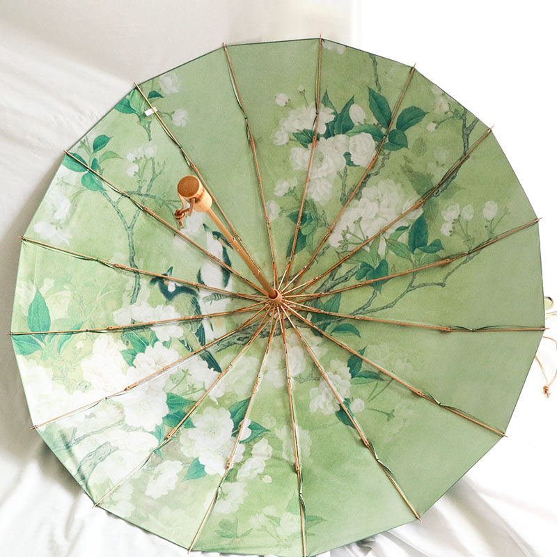 踏雪寻梅16骨古风三折手开折叠伞彩胶防晒防紫外线晴雨两用遮阳伞