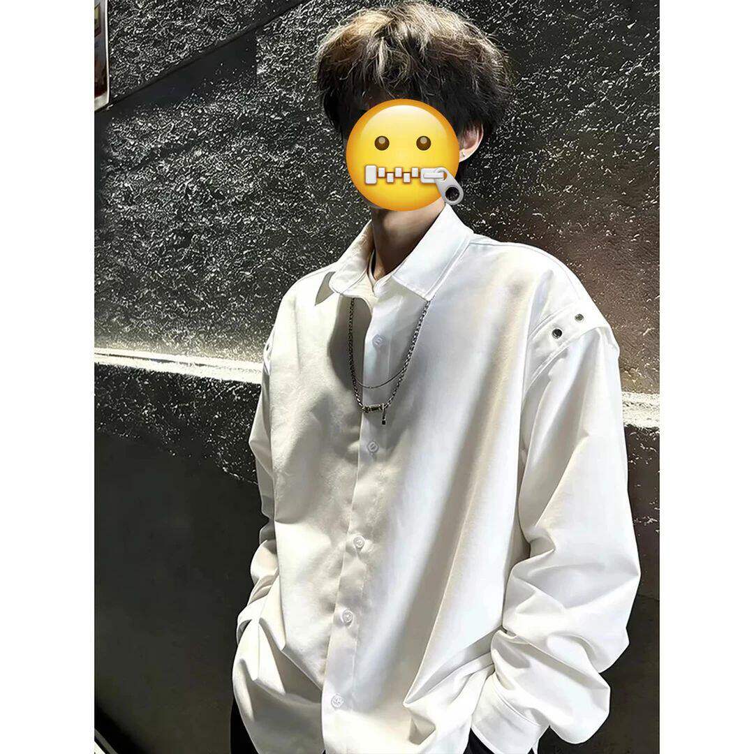 英伦雅痞白色长袖衬衫男款高级感衬衫