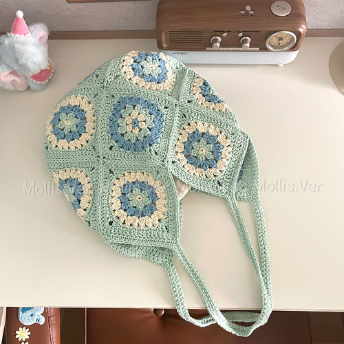 毛栗屋.3color混色中号祖母格包包新手入门级钩针DIY材料包