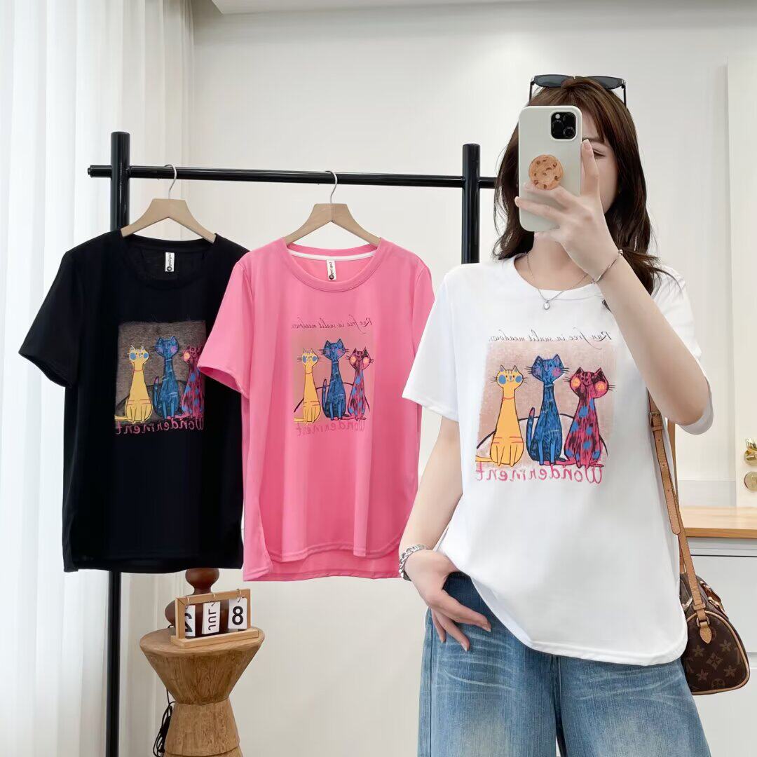 大码女装休闲韩版圆领简约上衣