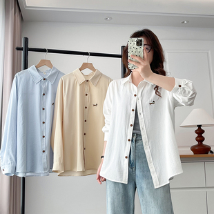 大码女装胖mm衬衫休闲衬衣外套叠穿马甲内搭打底衫2025秋装女装