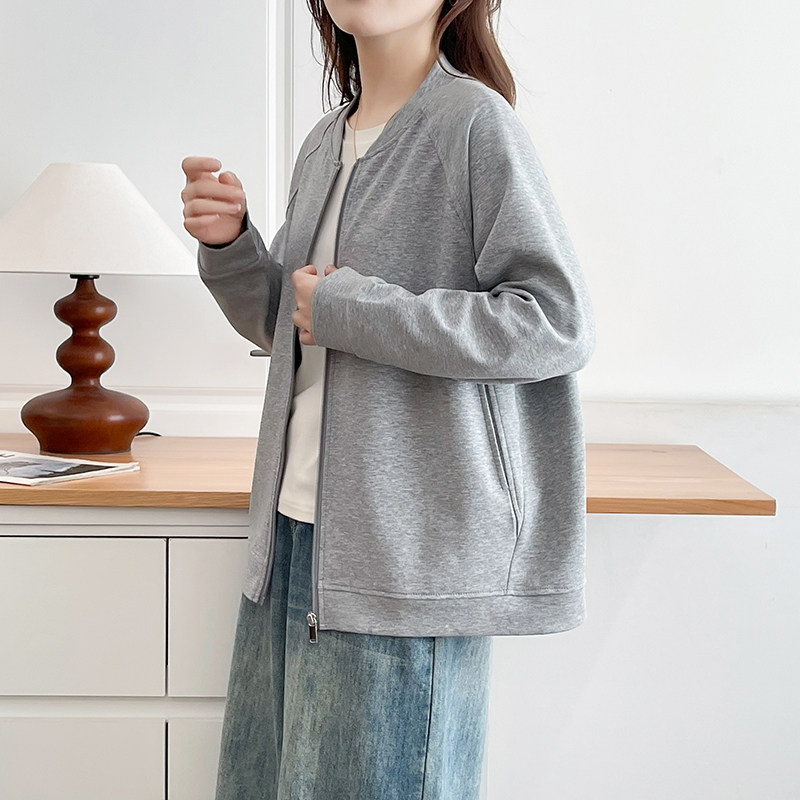 秋季新款大码女装外套女200斤胖mm显瘦削肩纯色休闲开衫遮肉卫衣