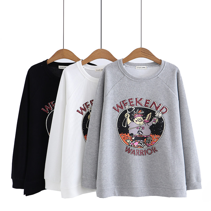 胖mm休闲圆领印花卫衣2025年大码女装春季新款宽松大码百搭上衣