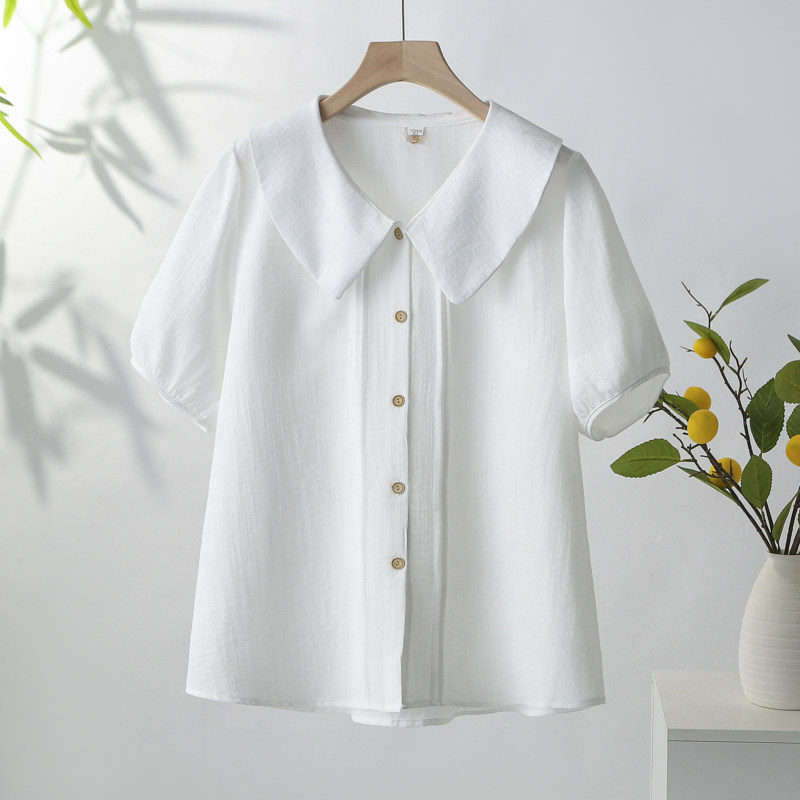 2025夏季新款大码女装胖mm宽松显瘦减龄时尚洋气遮肉短袖衬衫上衣