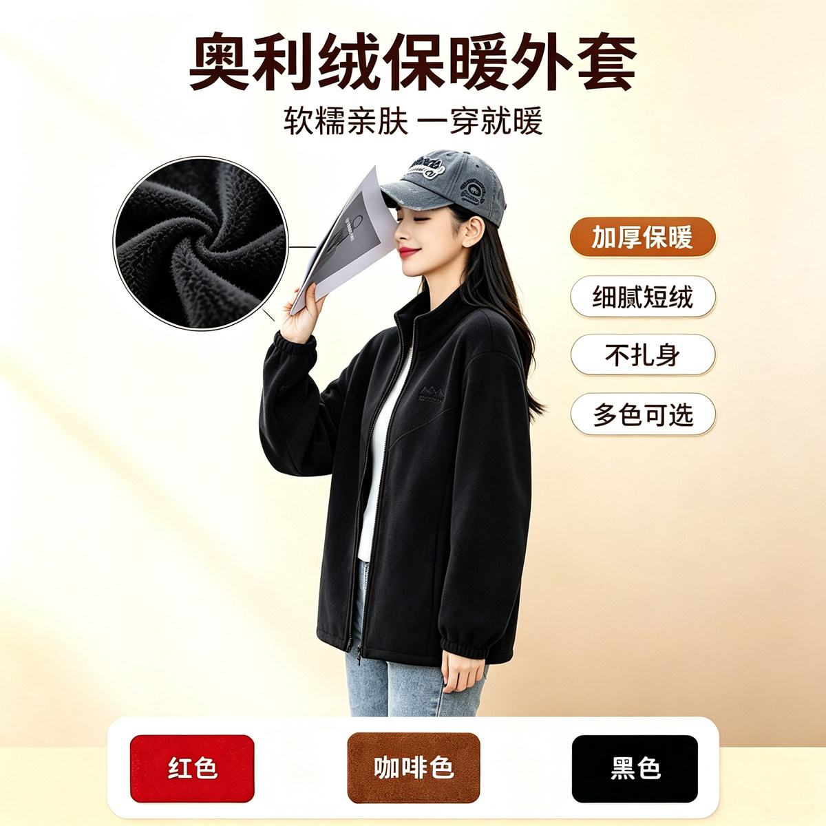 大码女装立领保暖外套